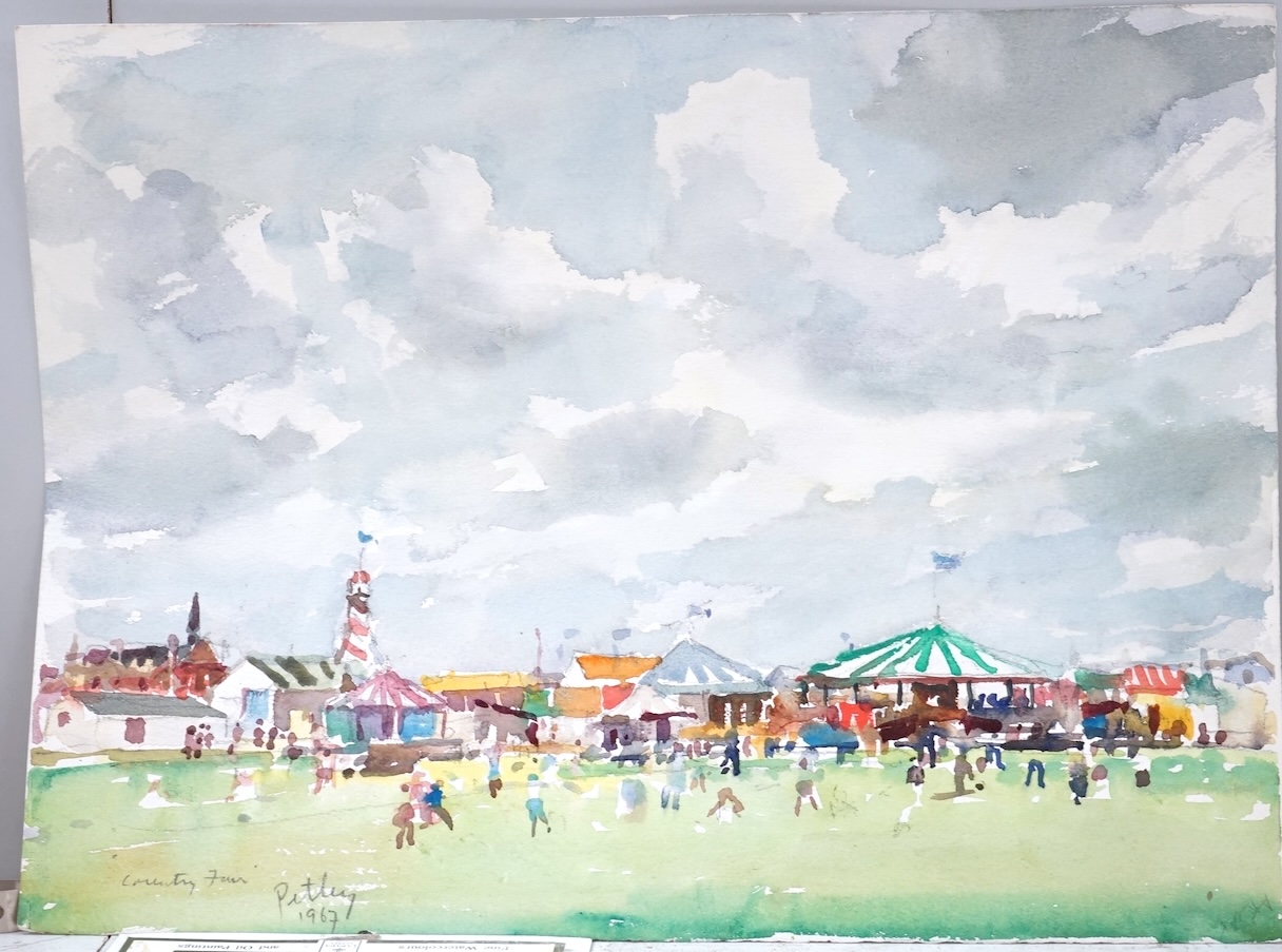 Llewellyn Petley-Jones (1908-1986), watercolour on paper, Country fair, 28 x 38cm, unframed